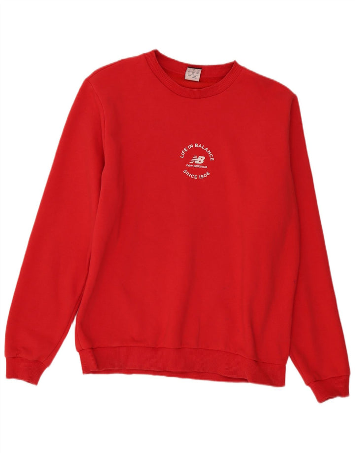 New Balance Hombre Sudadera Gráfica Jumper Algodón Rojo Mediano