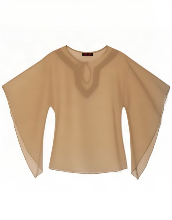 Escandelle Top transparente con alas de murciélago para mujer UK 42 Poliéster beige medio