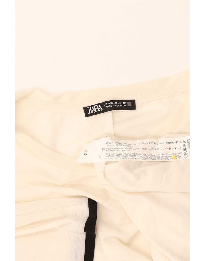 Zara Camiseta Mujer Top UK 40 Medio Off White Poliéster