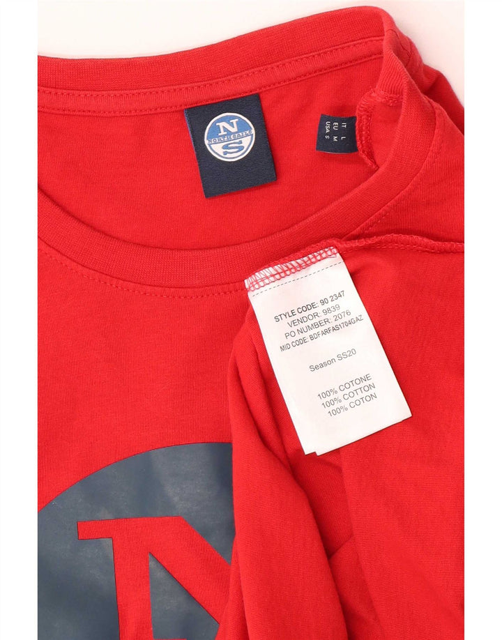 North Sails Hombre Camiseta Gráfica Top Medio Algodón Rojo
