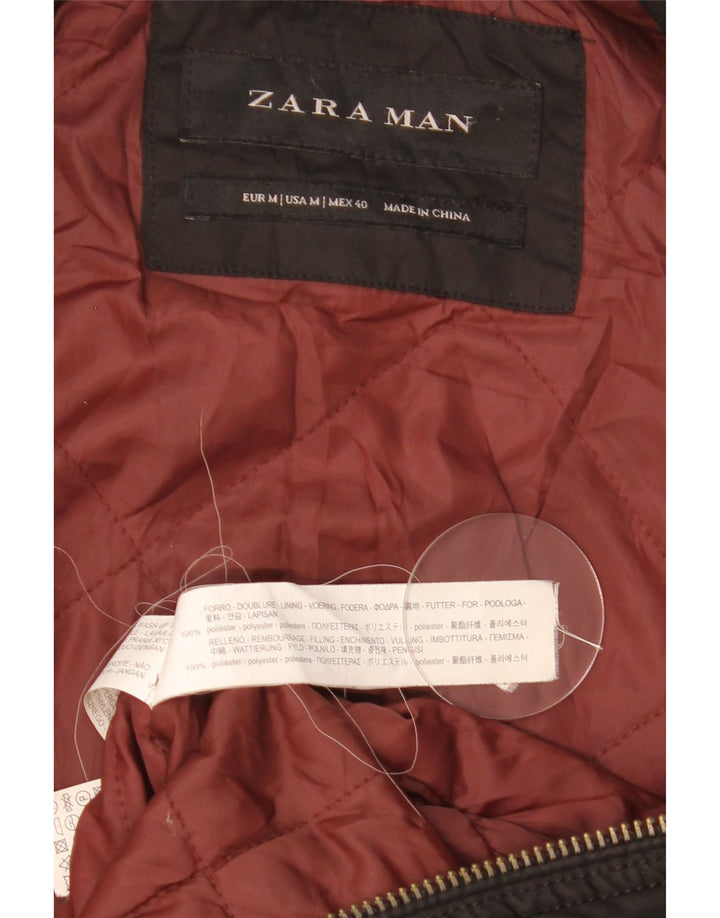 Zara Hombre Cazadora Bomber ES 38 Mediana Negro Colorblock Poliéster