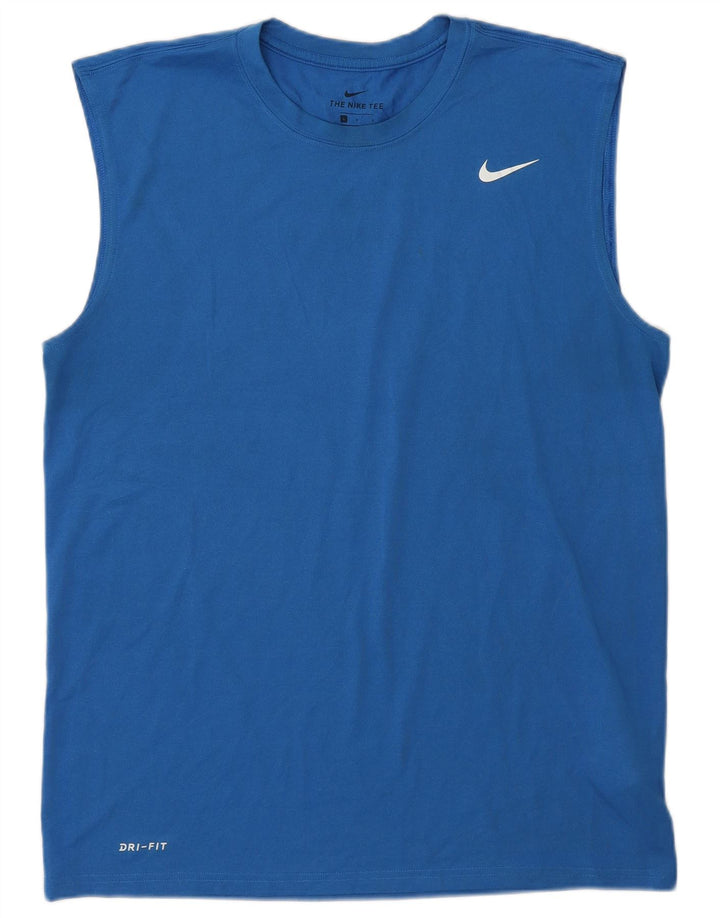 Nike - Camiseta sin mangas Dri Fit para hombre, poliéster azul grande