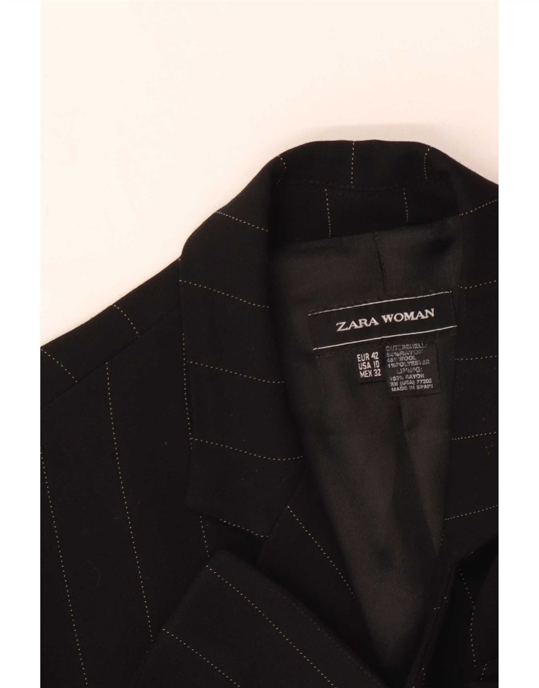 Zara Chaqueta tipo blazer de 2 botones para mujer EU 42 Grande Rayón negro a rayas