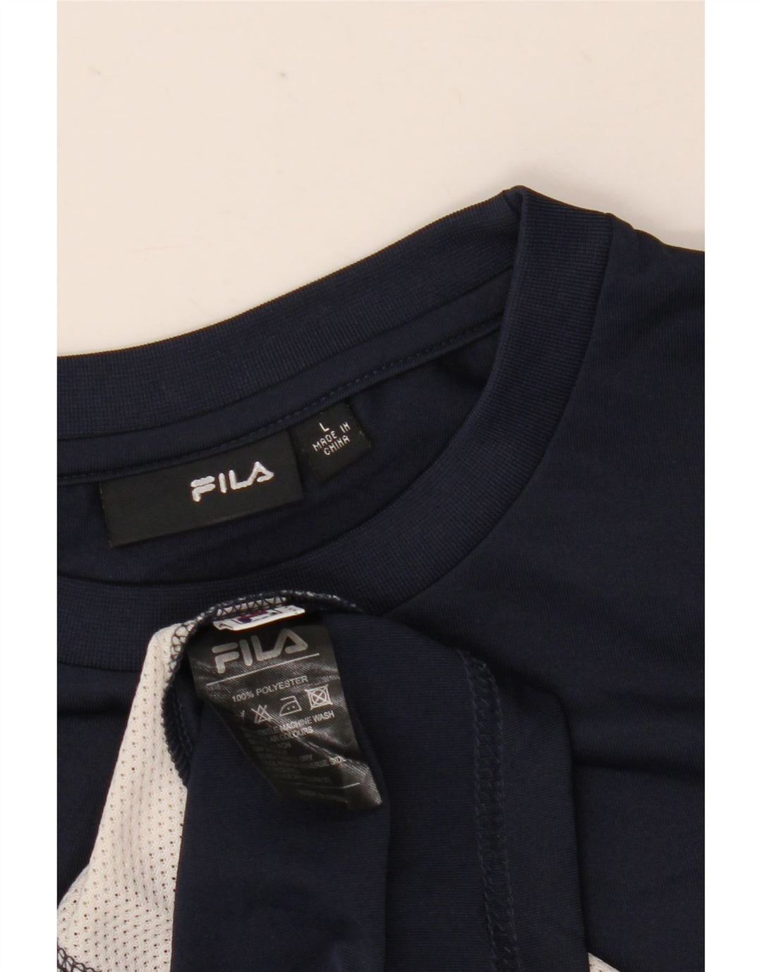 Fila Camiseta para hombre Top Large Azul marino Colorblock Poliéster