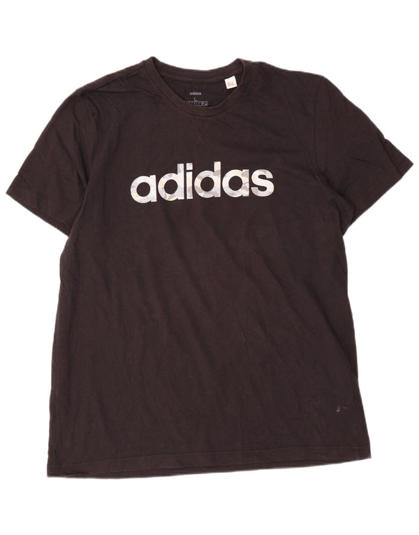 Adidas - Camiseta gráfica para hombre, talla grande, algodón negro