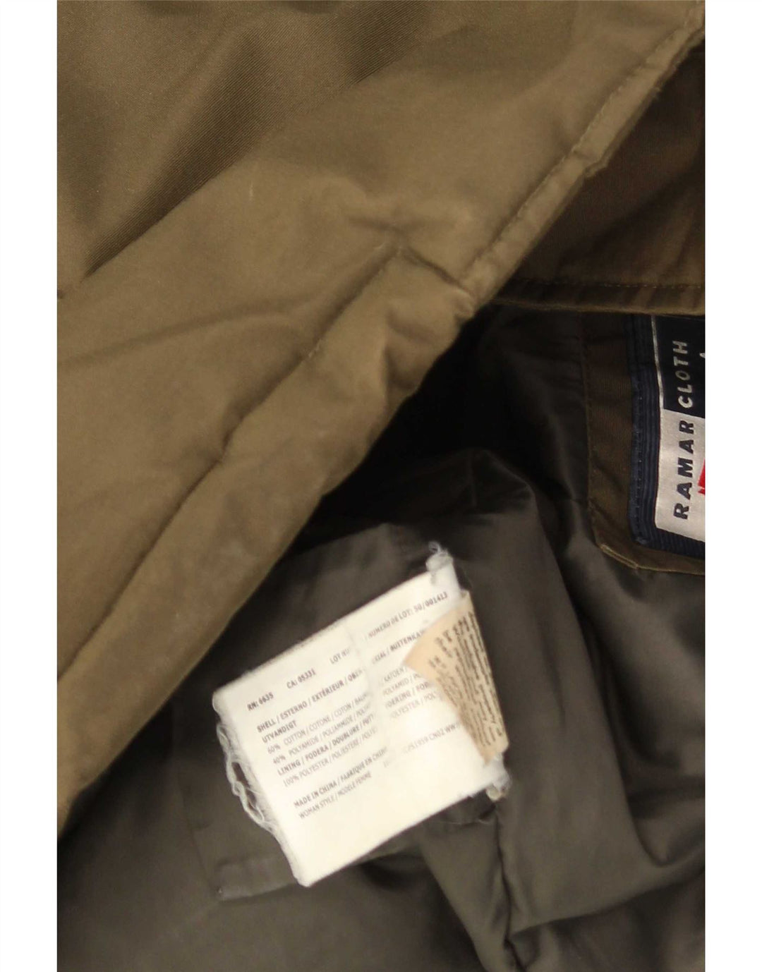 Woolrich Abrigo acolchado con capucha para mujer UK 44 Algodón caqui mediano