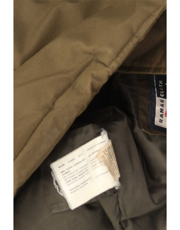 Woolrich Abrigo acolchado con capucha para mujer UK 44 Algodón caqui mediano