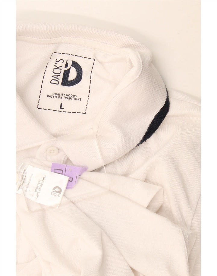 Dack's Polo para hombre de algodón blanco grande