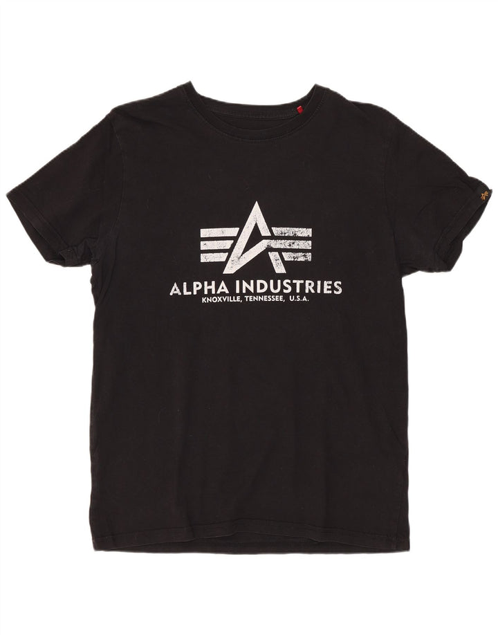 ALPHA INDUSTRIES Camiseta gráfica para mujer Top UK 10 Small Black Cotton