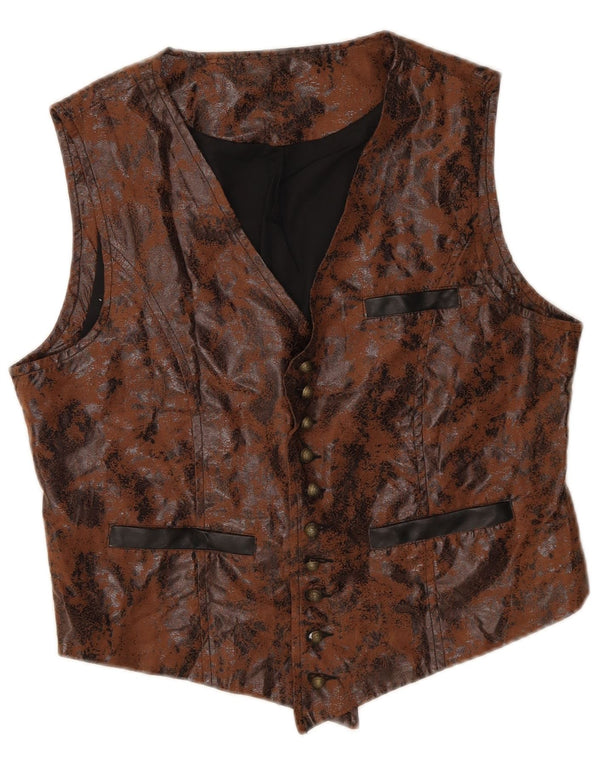 Chaleco vintage con estampado abstracto para hombre, poliamida marrón medio