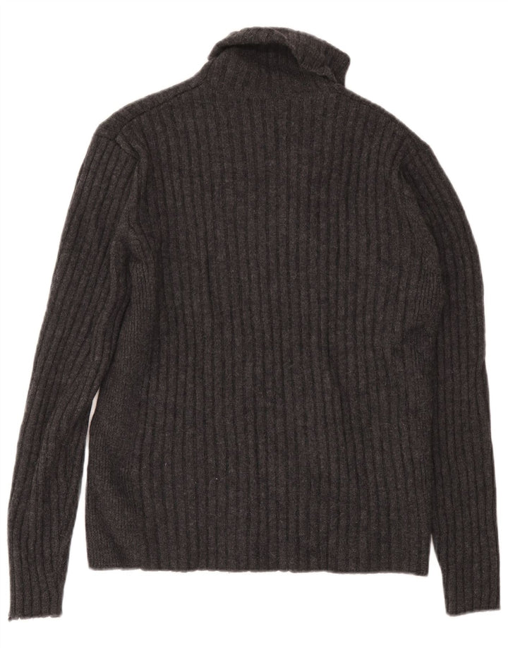 Banana Republic Jersey con cuello vuelto para hombre, suéter grande de lana gris