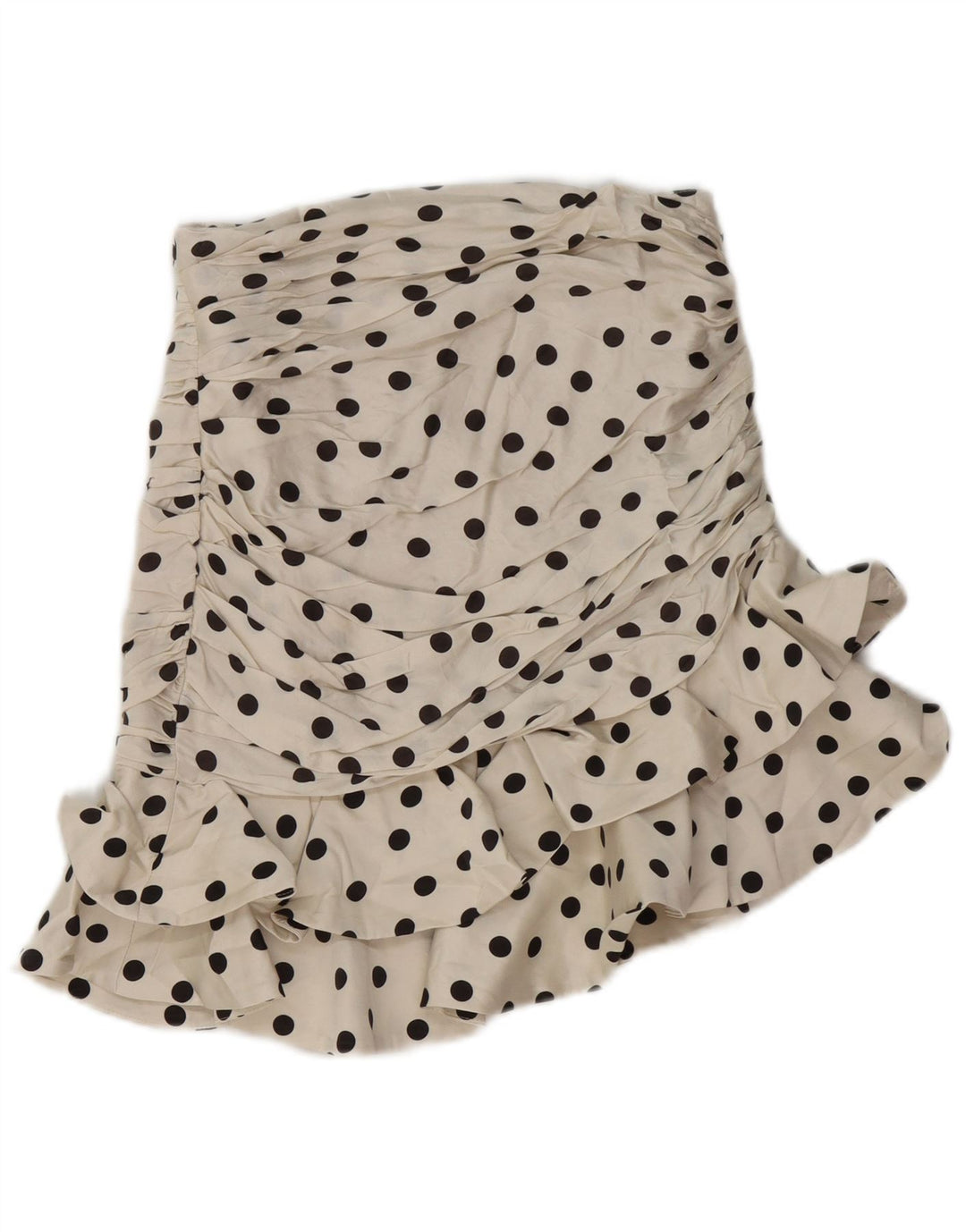 Zara Mujer Falda Volantes Pequeña W26 Lunares Blanco Roto
