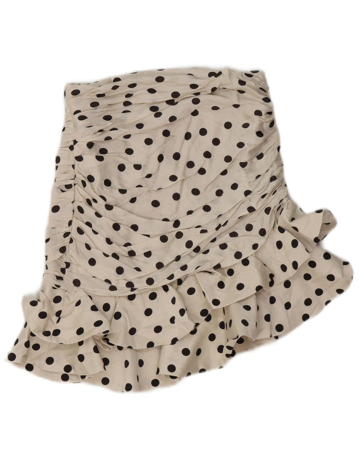 Zara Mujer Falda Volantes Pequeña W26 Lunares Blanco Roto