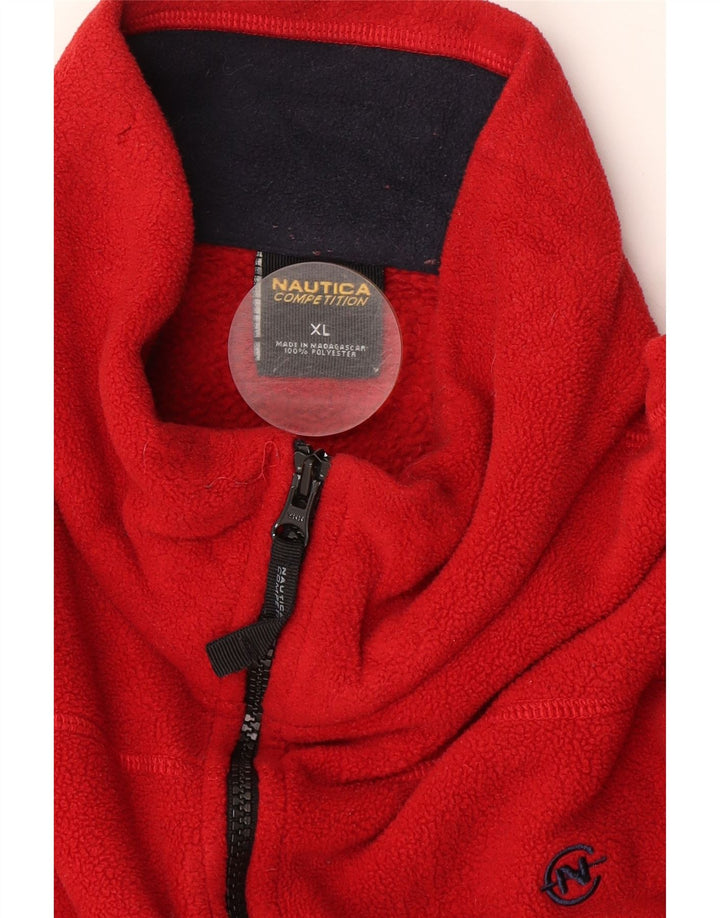 Nautica Jersey polar con cuello y cremallera para hombre XL Poliéster rojo