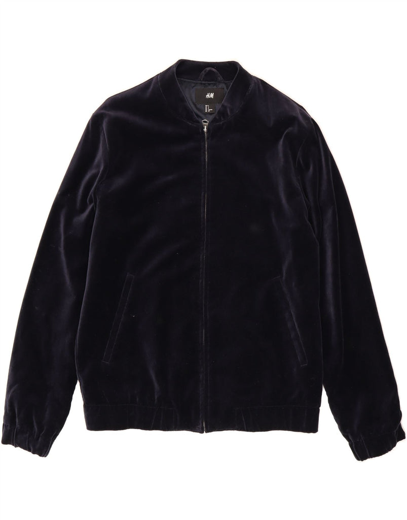 H&M Mens Velvet Bomber Jacket UK 36 Small Navy Blue Cotton Vintage H&M and Second-Hand H&M from Messina Hembry 