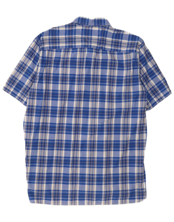 TOMMY HILFIGER Camisa de manga corta Custom Fit para hombre XL Algodón a cuadros azul