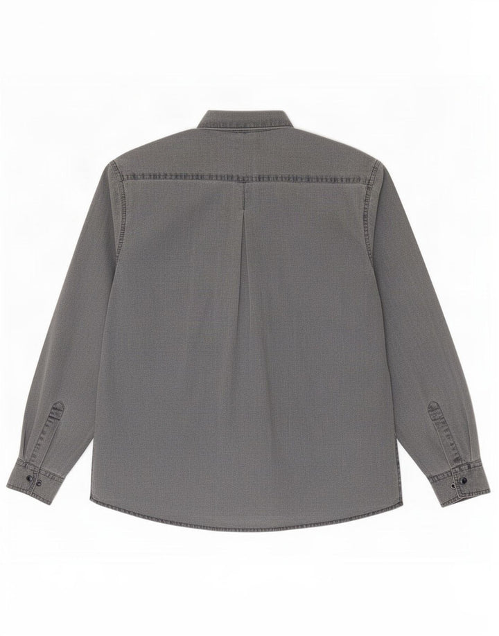 Camisa vintage para hombre de algodón gris medio