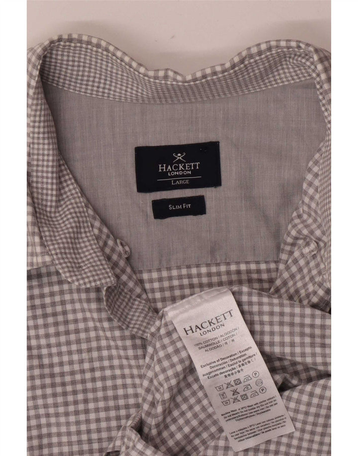 Hackett Camisa Slim Fit De Algodón A Cuadros Gris Grande | Hombre