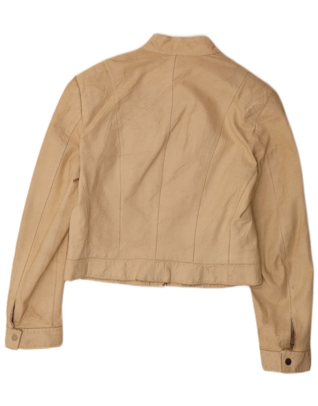 Donna Pelle Chaqueta de cuero corta para mujer IT 44 Beige medio