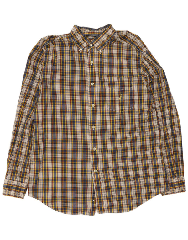 Camisa Nautica Hombre Grande Cuadros Multicolor Algodón