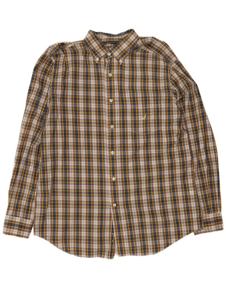 Camisa Nautica Hombre Grande Cuadros Multicolor Algodón