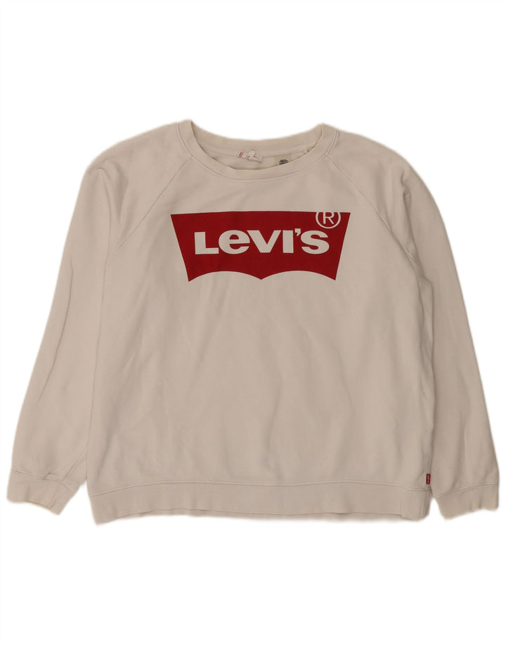 Levi's Sudadera de gran tamaño con gráfico para mujer UK 46 Large White Cotton