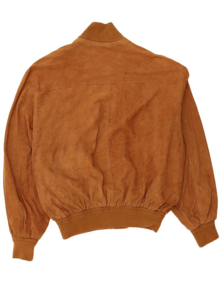 Vintage hombres ante bomber chaqueta IT 50 cuero beige grande