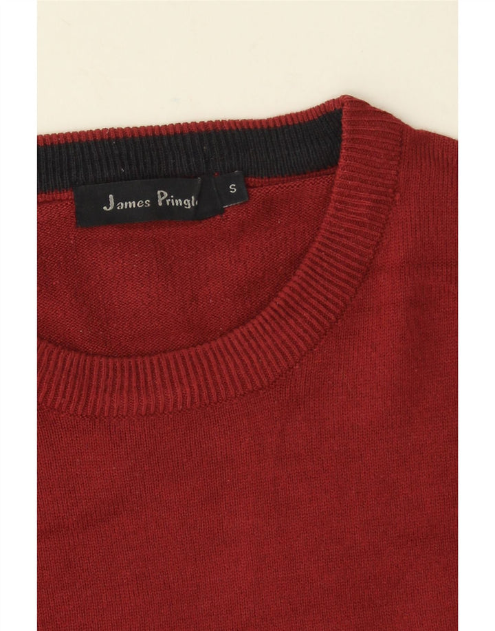 JAMES PRINGLE Suéter de cuello redondo para hombre pequeño acrílico rojo