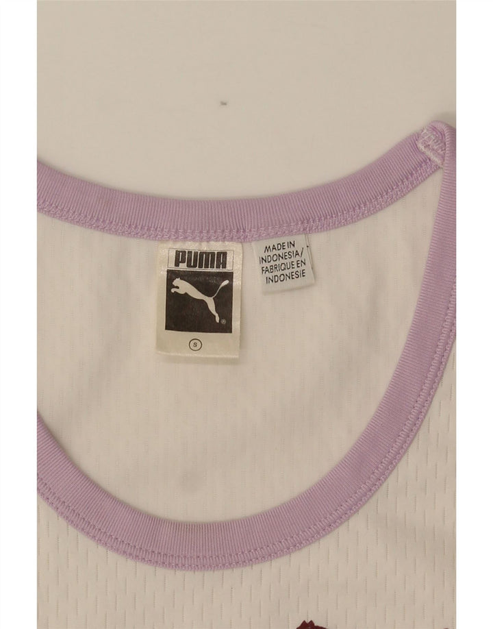 Puma Mujer Crop Vest Top UK 8 Pequeño Blanco