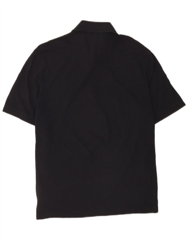 Cos Polo de manga corta para hombre, ajuste regular, algodón negro mediano