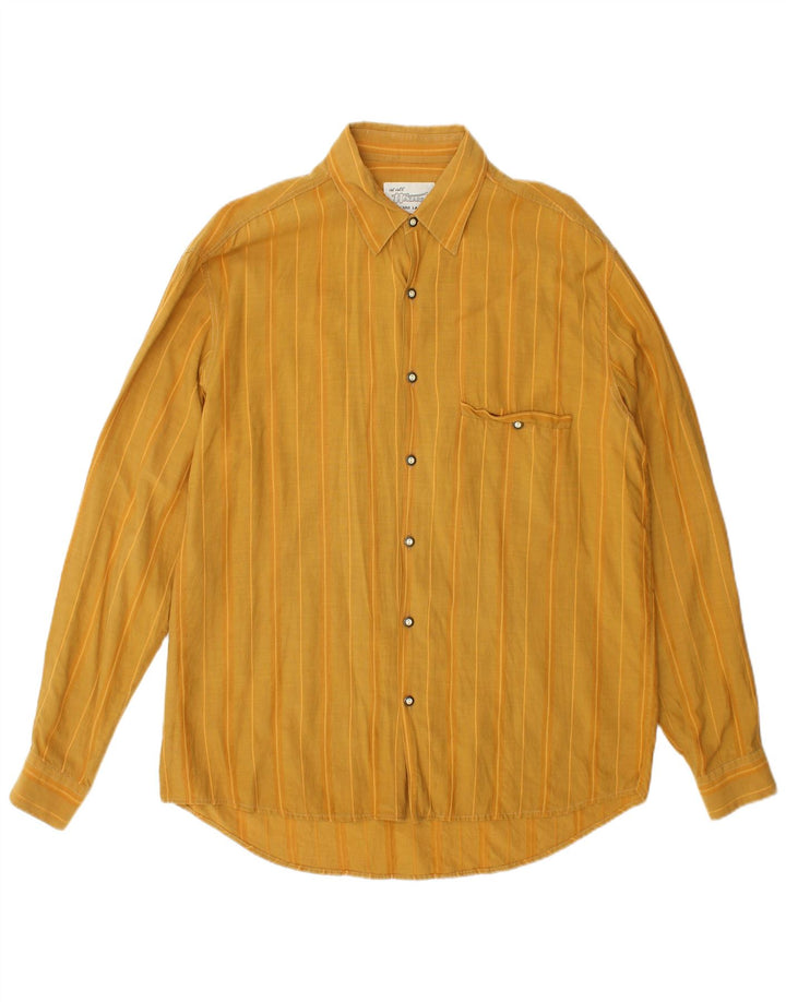 Camisa vintage para hombre a rayas amarillas grandes
