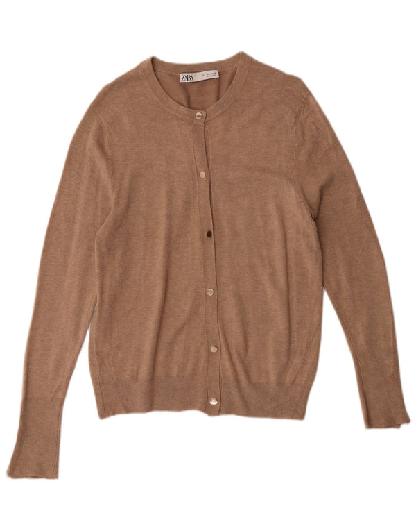 Zara Mujer Cárdigan Suéter UK 44 Grande Marrón