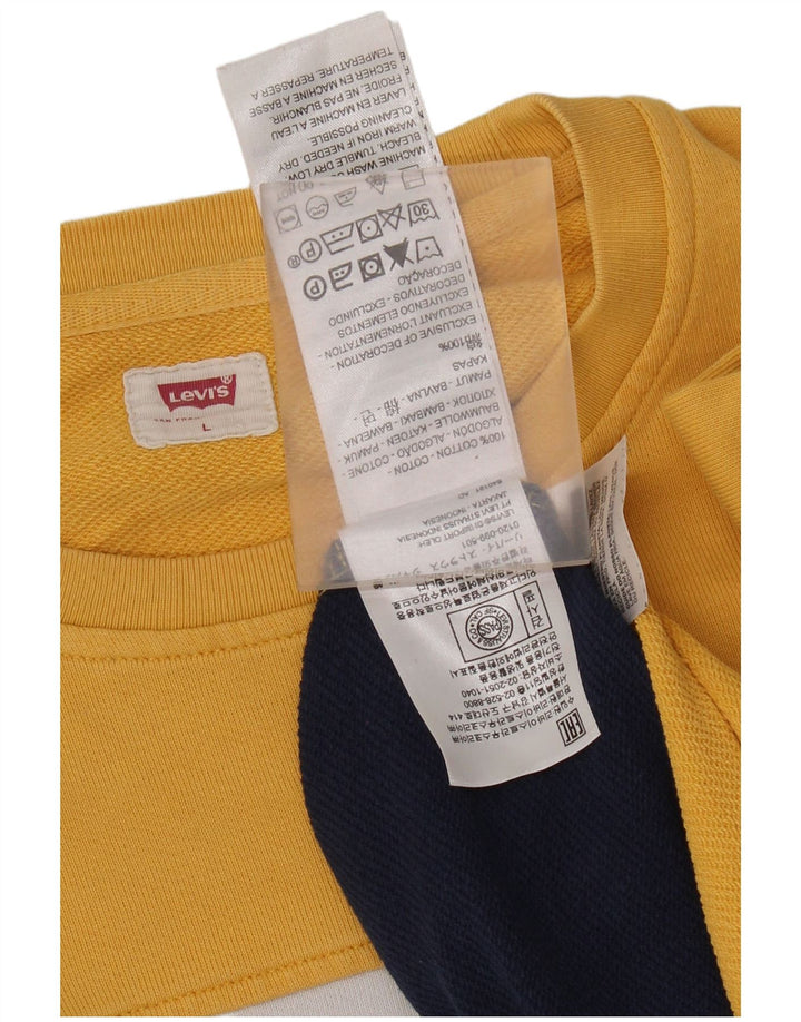Levi's Hombre Sudadera con gráfico tipo jersey de algodón color block en amarillo grande