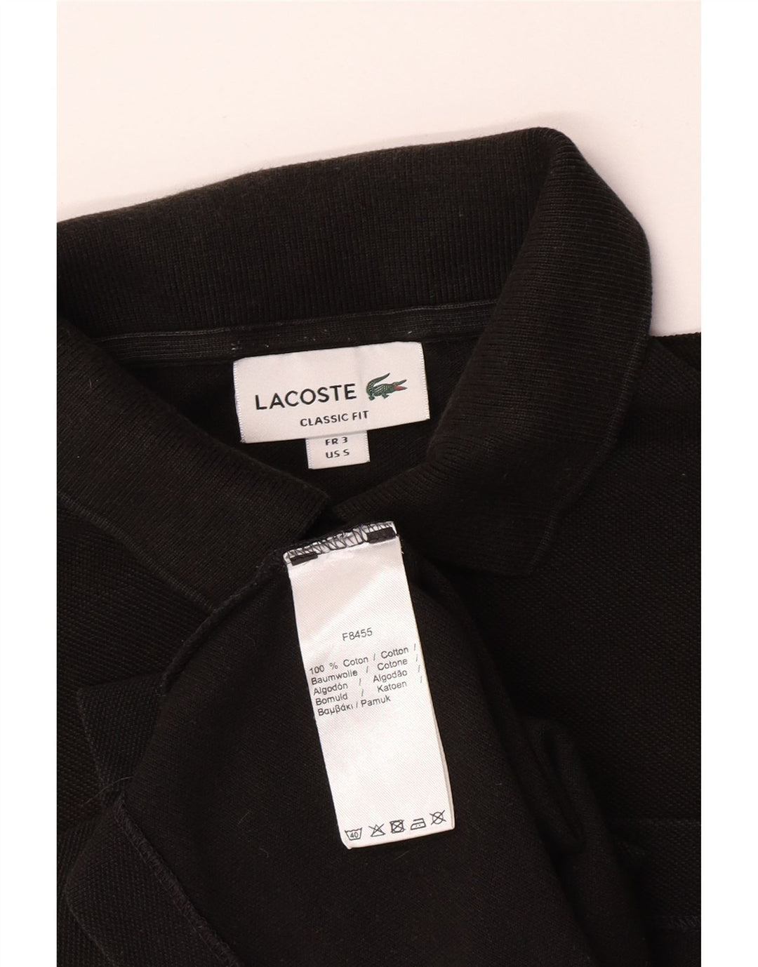 Lacoste Polo de ajuste clásico para hombre talla 3 pequeño algodón negro