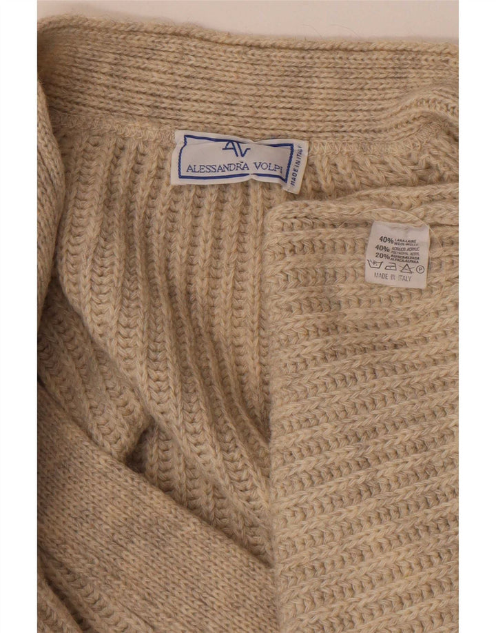 Vintage hombre Cardigan suéter XL lana beige