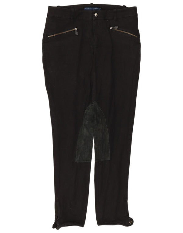 Ralph Lauren Pantalones de equitación delgados para mujer US 8 Medium W30 L28 Algodón negro