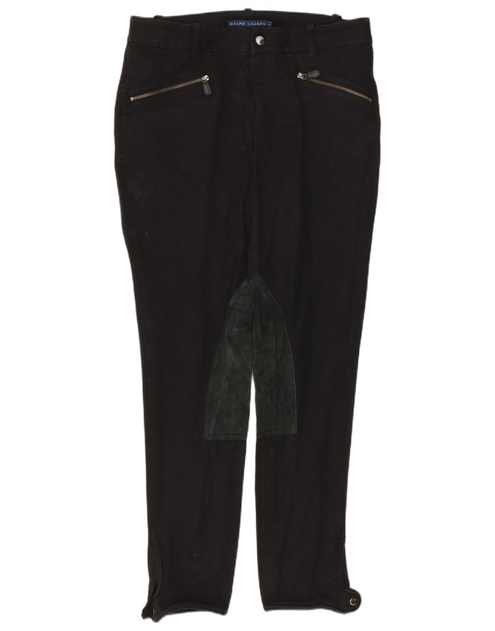 Ralph Lauren Pantalones de equitación delgados para mujer US 8 Medium W30 L28 Algodón negro
