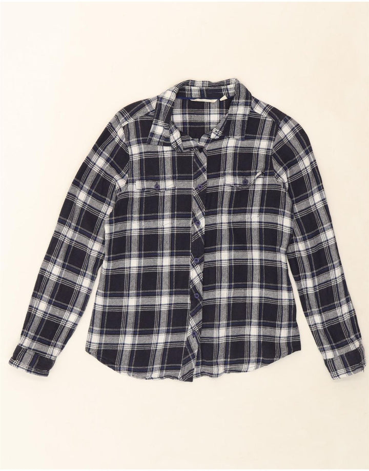 MOUNTAIN WAREHOUSE Womens Flannel Shirt UK 14 Large Navy Blue Check Vintage Mountain Warehouse and Second-Hand Mountain Warehouse from Messina Hembry 