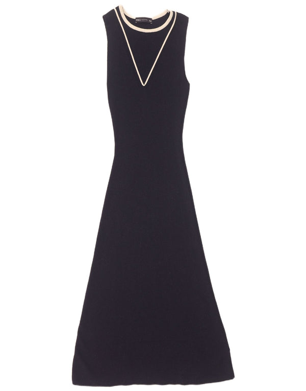 Marks & Spencer Vestido tipo jersey sin mangas para mujer UK 10 Small Azul marino