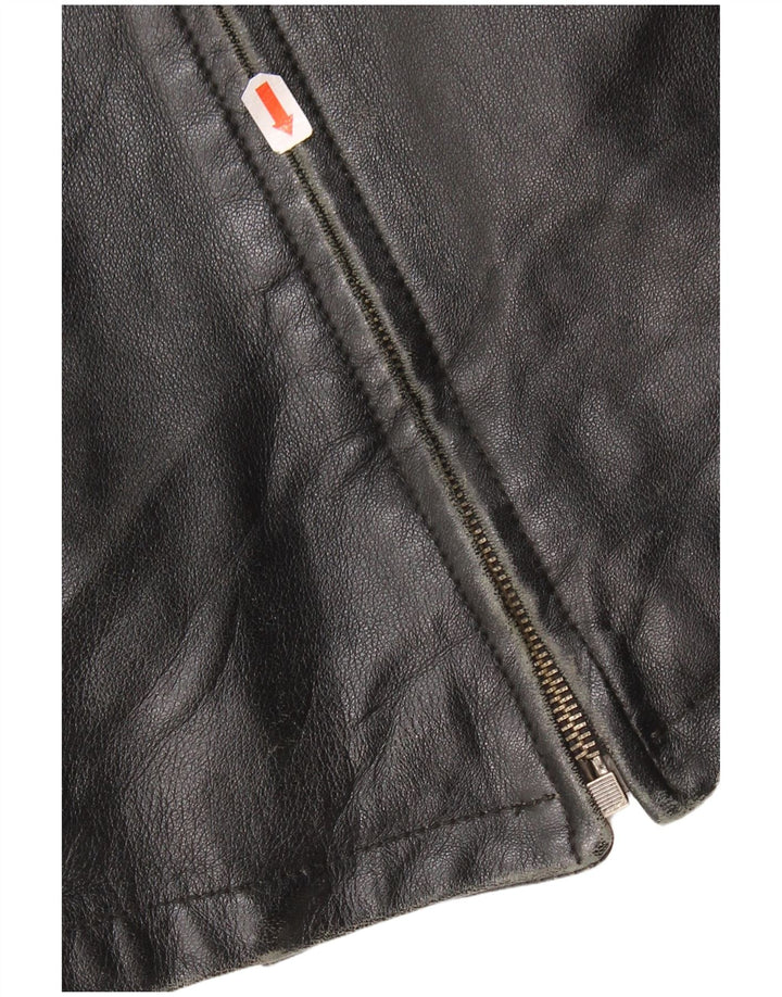 Chaqueta de cuero vintage para hombre IT 50 XL cuero negro