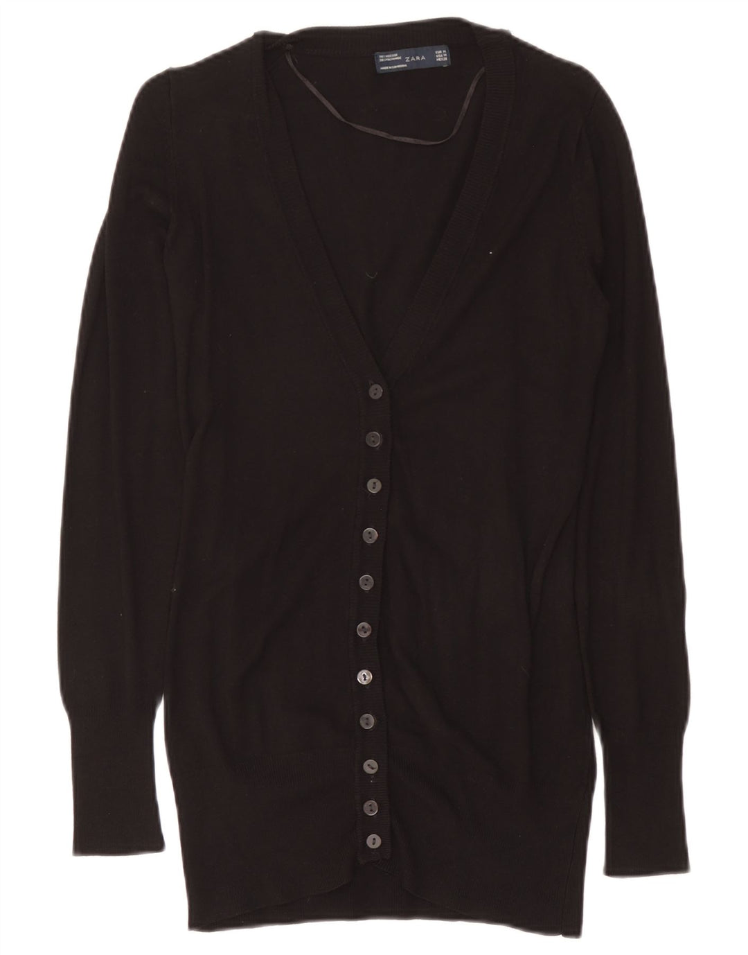 Zara - Cárdigan largo para mujer, talla 40, talla mediana, viscosa negra