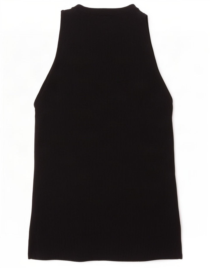 Zara Mujer Crop Vest Top UK 8 Small Viscosa Negra