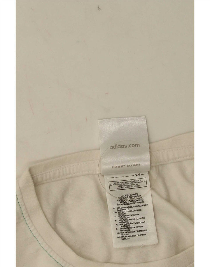 Adidas Hombre Camiseta Gráfica Top Medio Blanco Algodón Geométrico