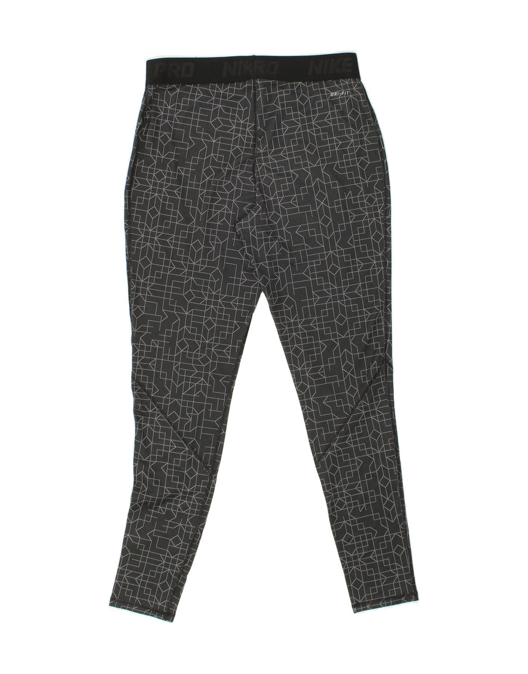 NIKI Womens Dri Fit Leggings UK 14 Large Grey Geometric Polyester Vintage Niki and Second-Hand Niki from Messina Hembry 