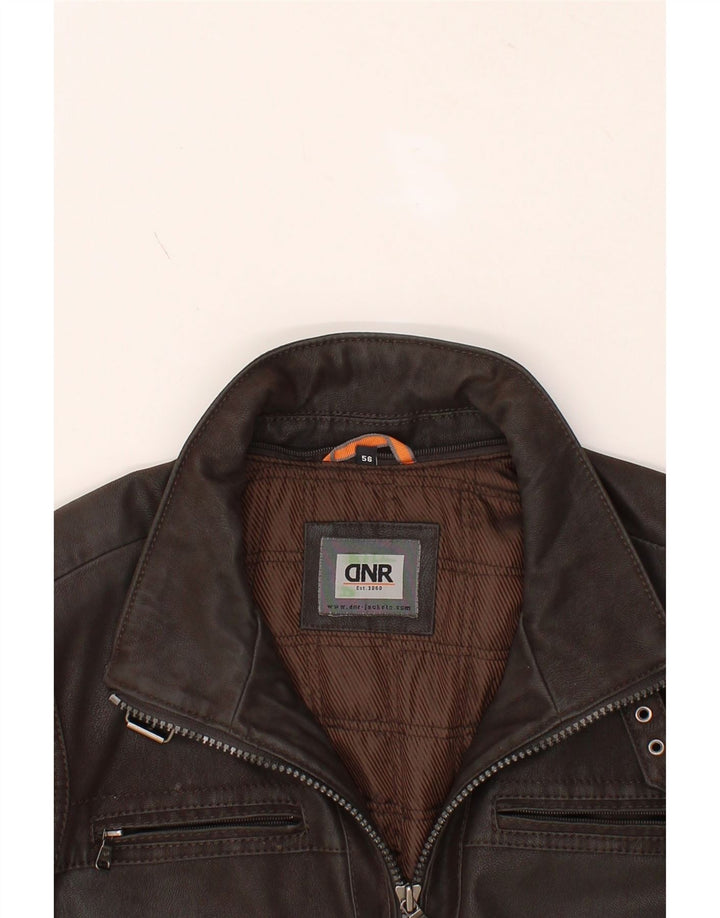 DNR Chaqueta de cuero para hombre IT 56 3XL Cuero marrón