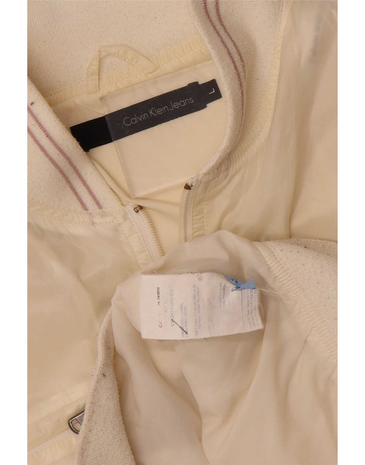 Calvin Klein Jeans Chaqueta Bomber para Mujer UK 40 Grande Poliamida Blanco Roto