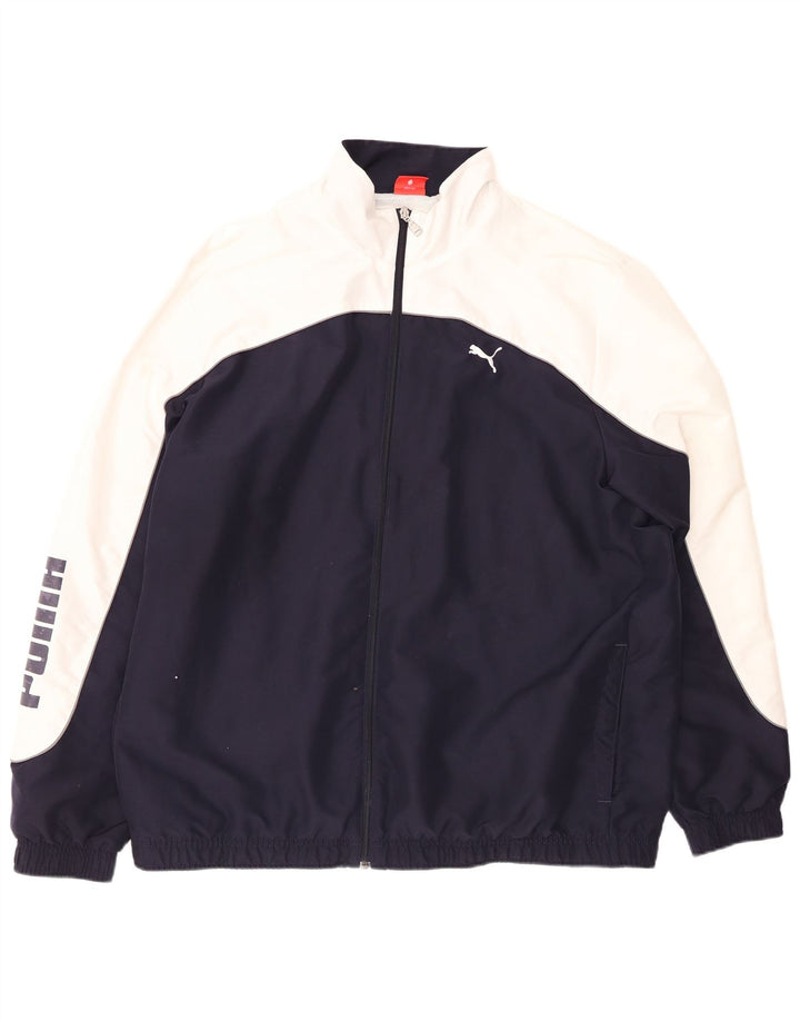 PUMA Chaqueta superior de chándal gráfico para hombre 2XL Poliéster con bloques de color azul marino