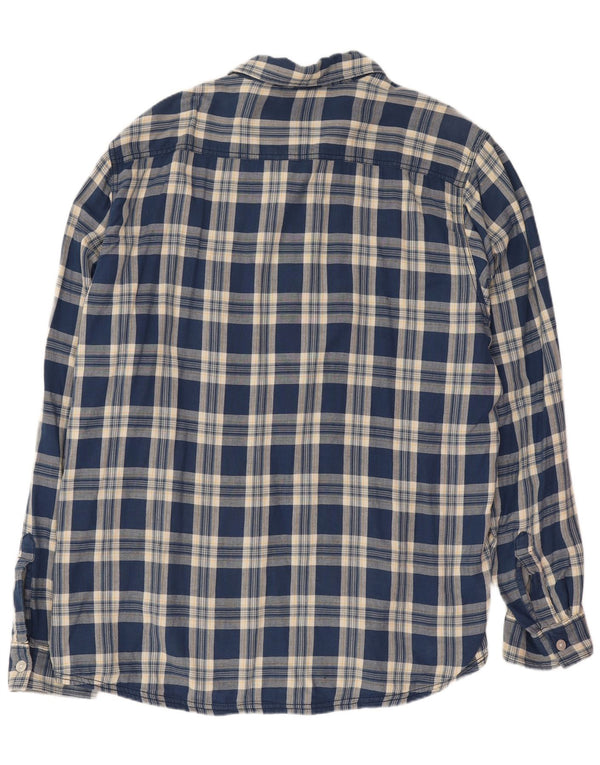 Weird Fish Camisa para hombre 2XL Algodón a cuadros azul