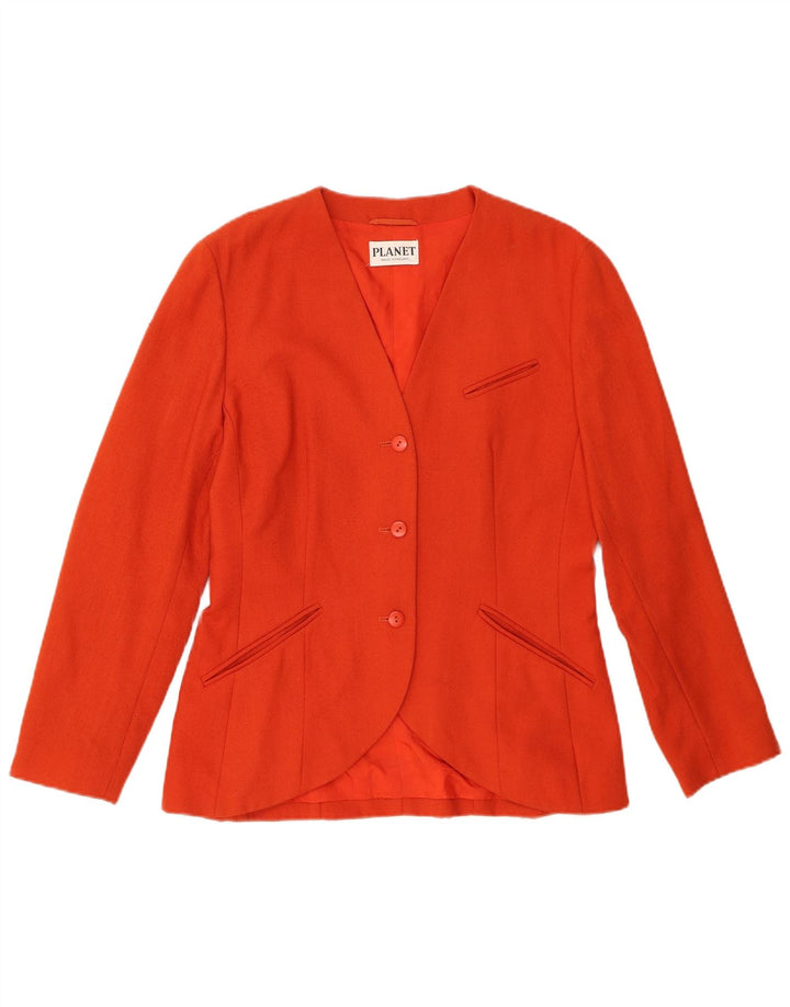 PLANET Chaqueta tipo blazer de 3 botones para mujer UK 42 Poliéster naranja medio