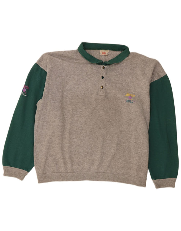 Roby - Sudadera con cuello tipo polo para hombre, talla 2XL, color gris, algodón